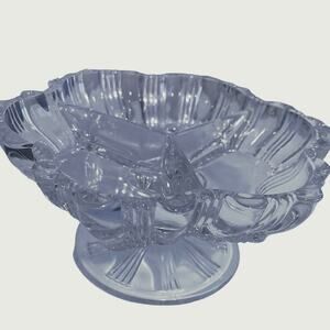 Vintage Glass Divided Candy Dish Pedestal Bowl